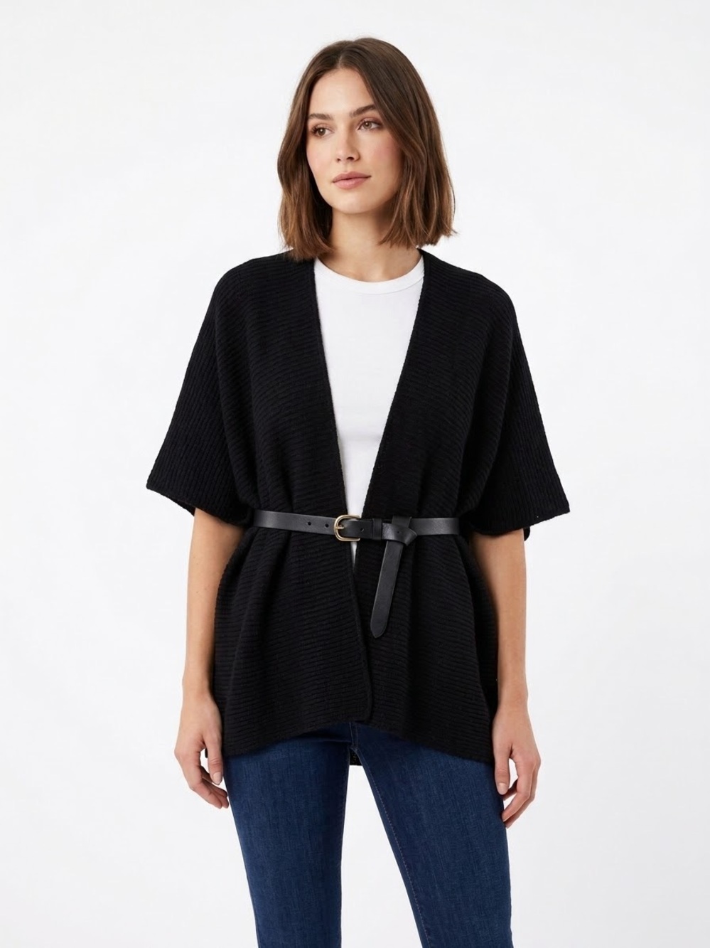 NWT Caposhie open-front knit wrap poncho/cardigan (Made in Italy)